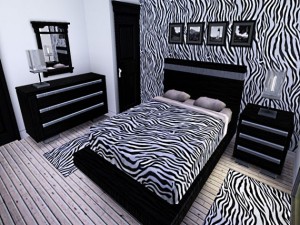 Zebra print bedroom