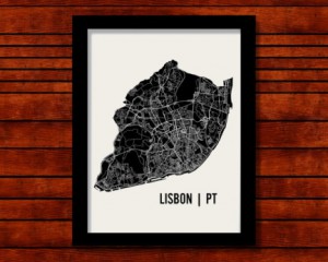 Map of Lisbon Framed Picture