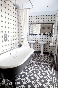 Tiled monochrome bathroom