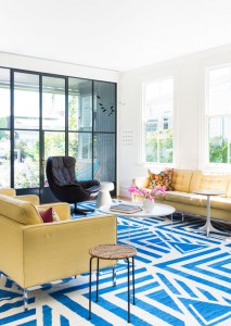 Geometric Blue and White Carpet Rug