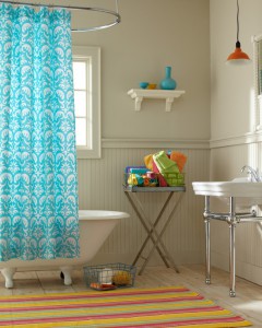 Blue Patterned Shower Curtain