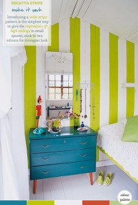 Lime Green Striped Bedroom