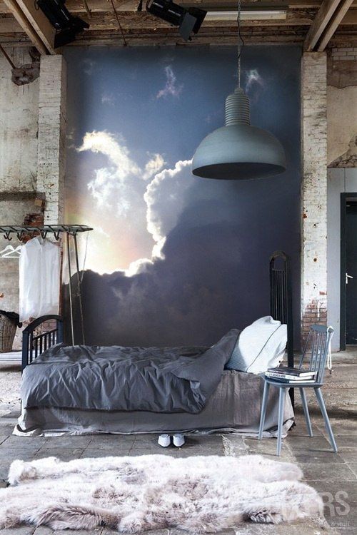 open plan bedroom