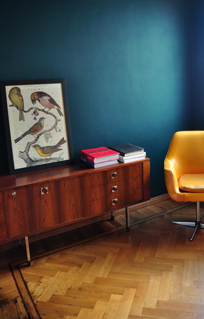 Mustard and teal