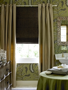 Lavish bathroom curtains and blind