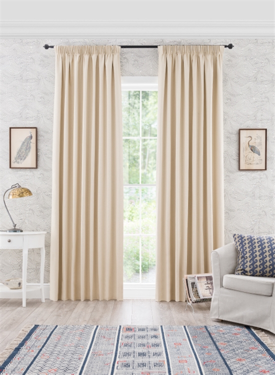Pencil Pleat Ready Made Curtains In Luna 100 Cotton Loom And Last