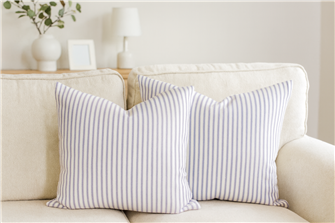 Ticking Stripe 1 Violet Cushion