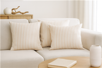 Ticking Stripe 1 Apricot Cushion