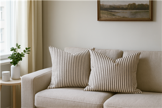 Ticking Stripe 1 Brown Cushion