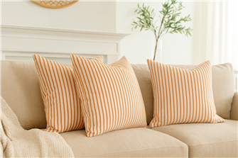 Ticking Stripe 1 Orange Cushion