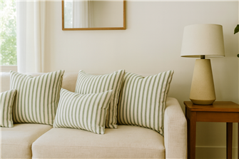 Ticking Stripe 1 Sage Cushion