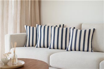Ticking Stripe 2 Fabric Navy Cushion