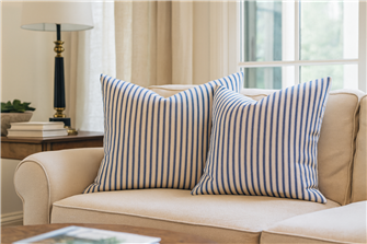Ticking Stripe 1 Cobalt Cushion
