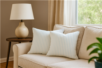 Ticking Stripe 1 Duck Egg Cushion