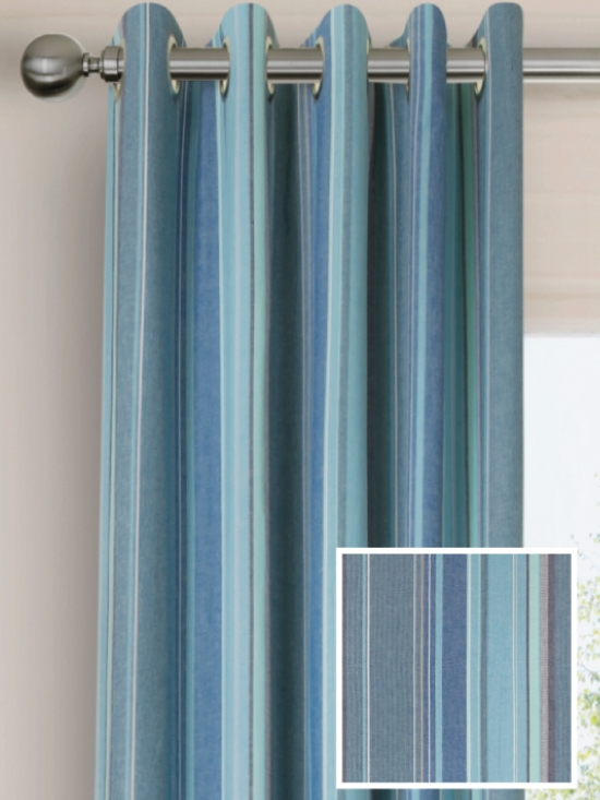 Ready Made Pencil Pleat Curtains In Azure Loom And Last