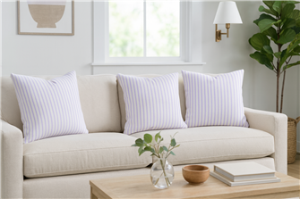 Ticking Stripe 1 Lilac Cushion