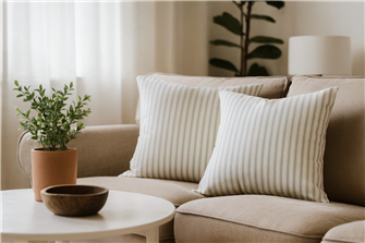 Ticking Stripe 1 Mint Cushion