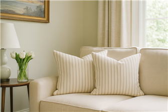 Ticking Stripe 1 Oatmeal Cushion