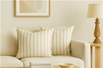Ticking Stripe 2 Fabric Cream Cushion