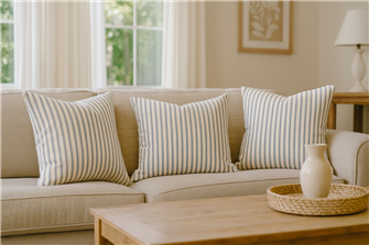 Ticking Stripe 1 Silver Cushion