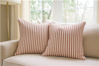 Ticking Stripe 1 Crimson Cushion