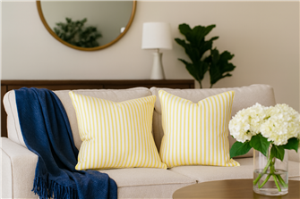 Ticking Stripe 1 Lemon Cushion