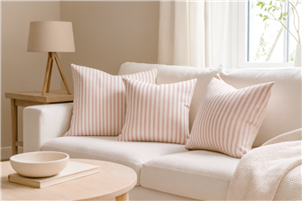 Ticking Stripe 1 Pink Cushion